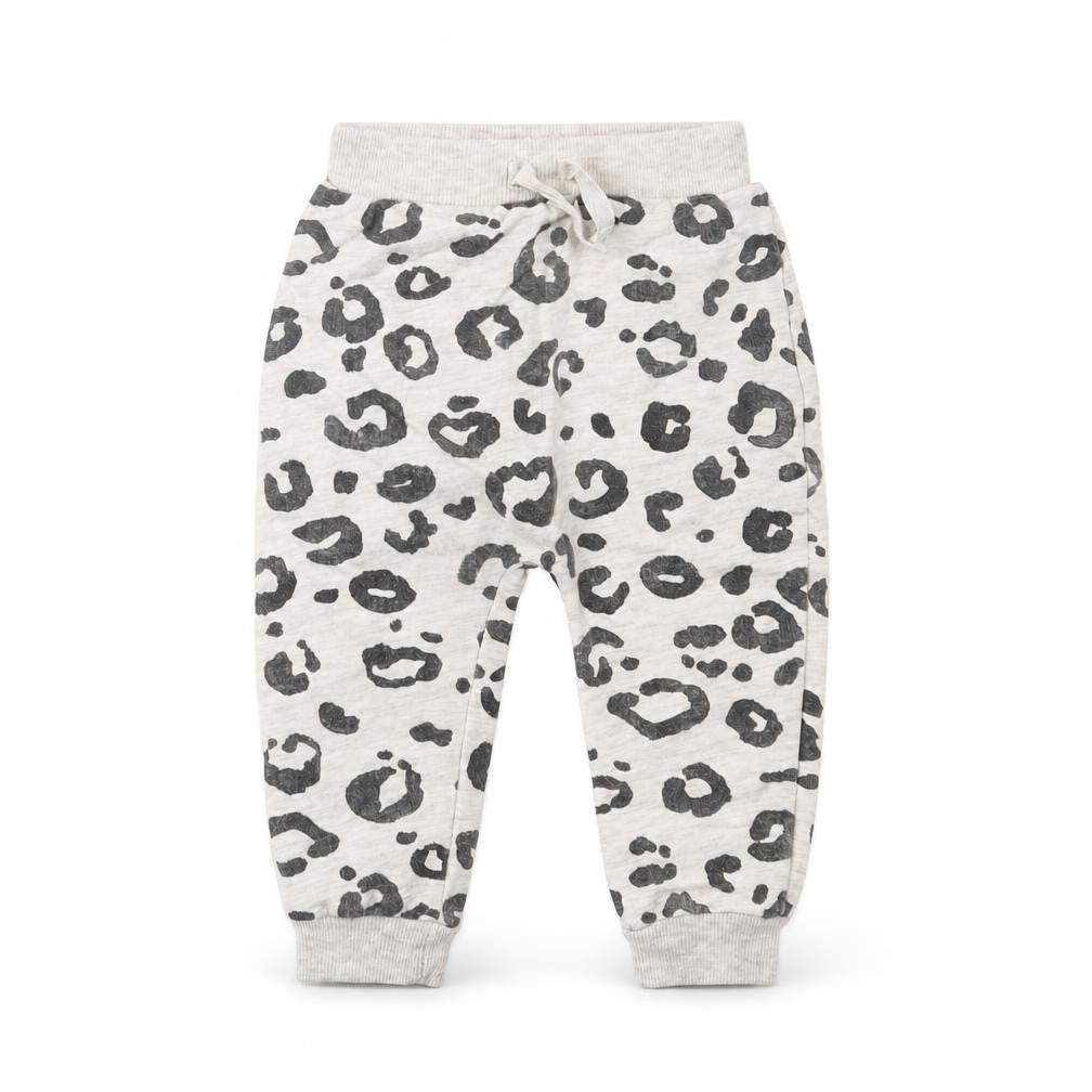 George Girls Grey Animal Print Cotton Jogger Trousers Size 9 Months  Tie