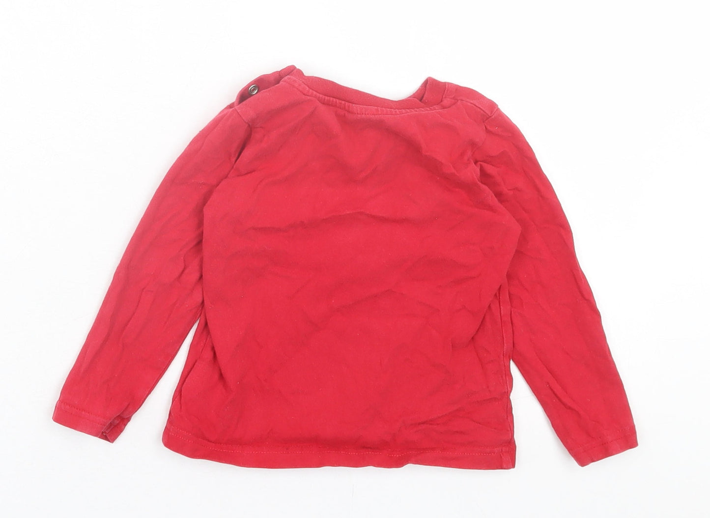 NEXT Boys Red  Cotton Basic Casual Size 12-18 Months Crew Neck Button