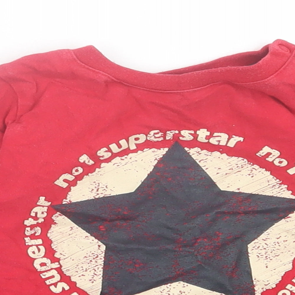 NEXT Boys Red  Cotton Basic Casual Size 12-18 Months Crew Neck Button