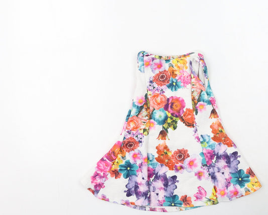 Young Dimension Girls Multicoloured Floral Polyester Basic Tank Size 2-3 Years Round Neck