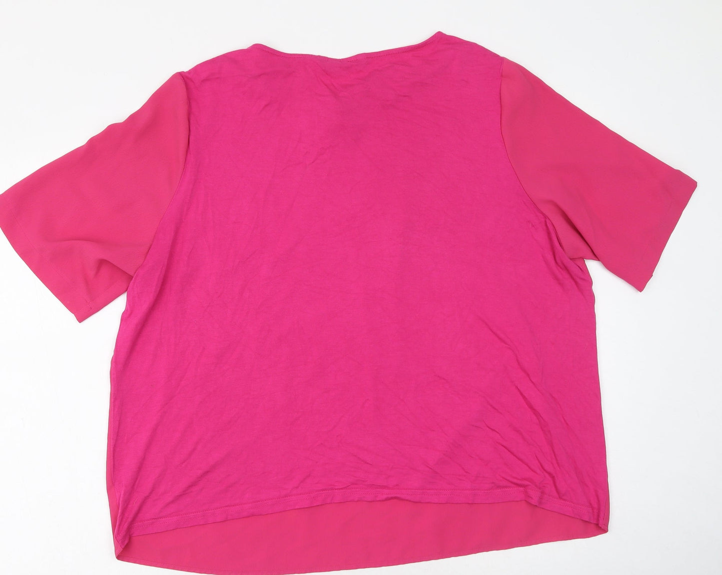 Dunnes Stores Womens Pink  Polyester Basic T-Shirt Size XL Round Neck