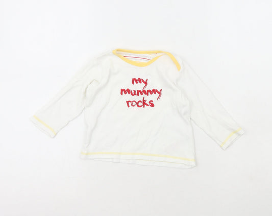 Preworn Girls White  100% Cotton Basic T-Shirt Size 9-12 Months Crew Neck  - My Mummy Rocks