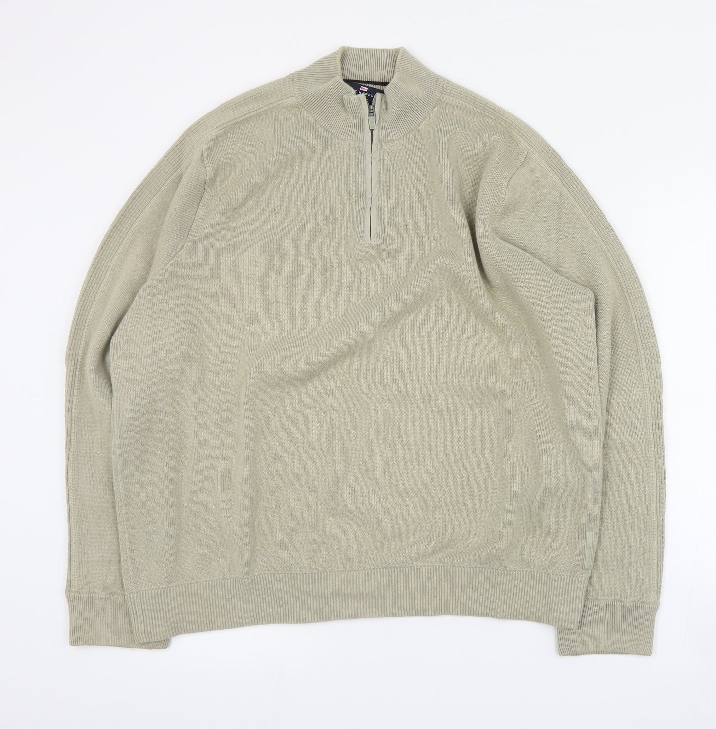 Blue Harbour Mens Beige High Neck  Cotton Pullover Jumper Size XL