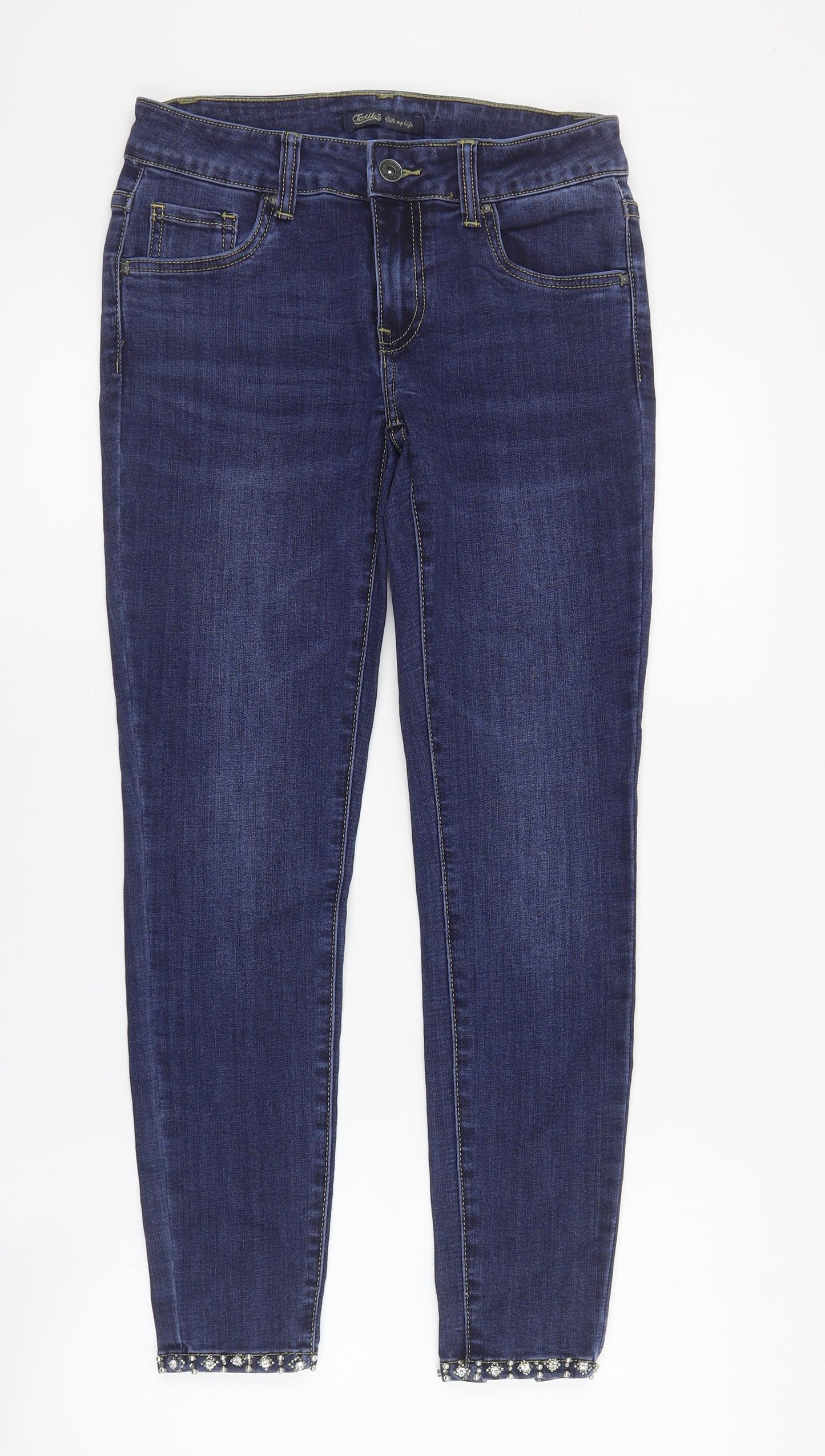 Toxik3 Womens Blue  Cotton Skinny Jeans Size 8 L26 in Regular Zip