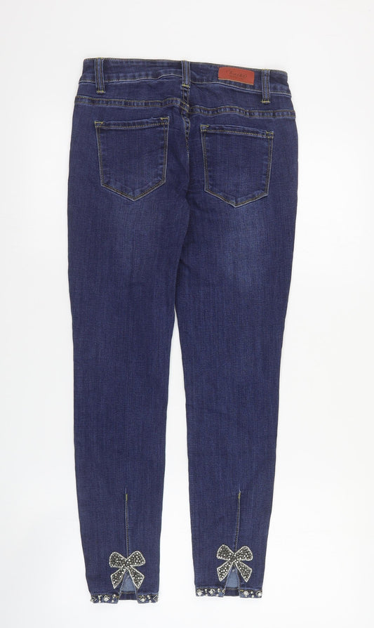 Toxik3 Womens Blue  Cotton Skinny Jeans Size 8 L26 in Regular Zip