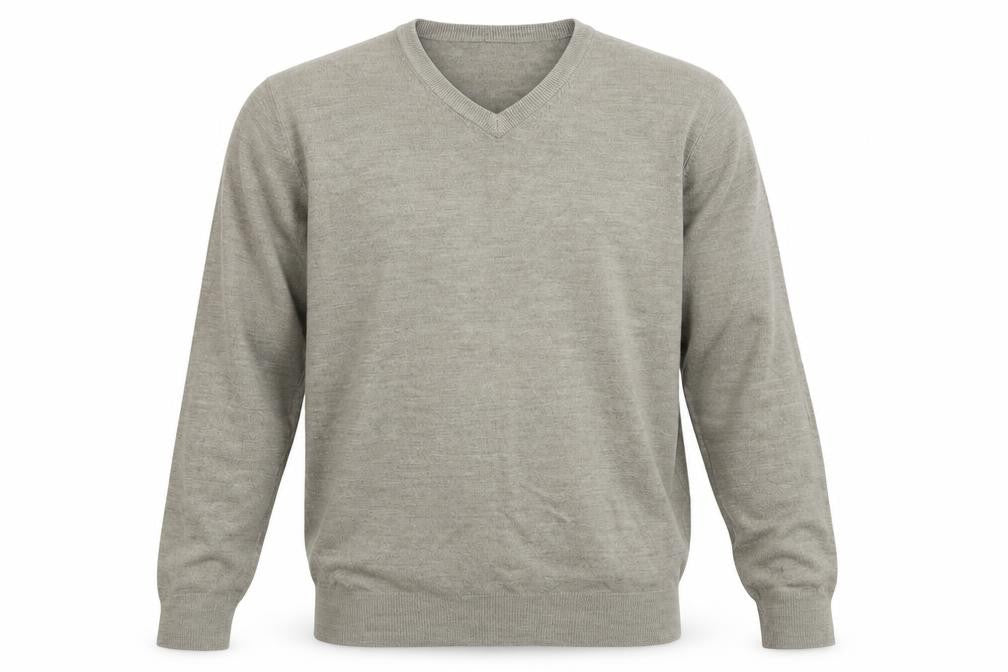 Atlantic Bay Mens Beige V-Neck  Acrylic Pullover Jumper Size XL