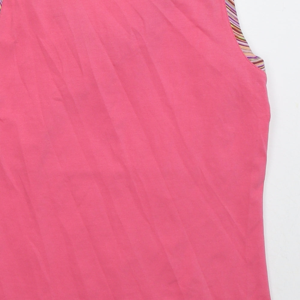 Evalinka Womens Pink  Cotton Basic Tank Size M V-Neck