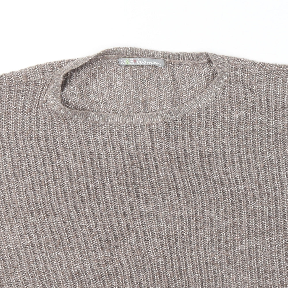 Marks and Spencer Womens Brown Round Neck  Acrylic Pullover Jumper Size 8