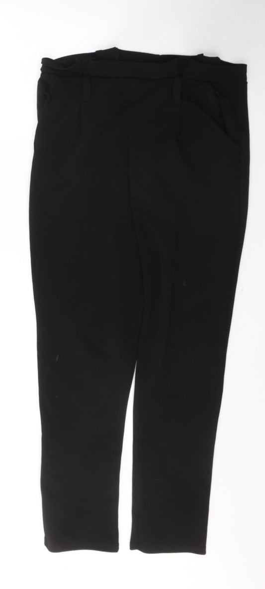 Selected Womens Black  Polyester Trousers  Size 12 L28 in Regular