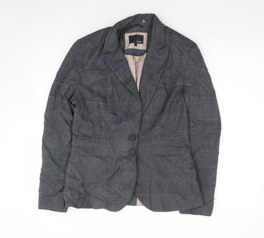 NEXT Womens Grey Check Polyester Jacket Suit Jacket Size 10