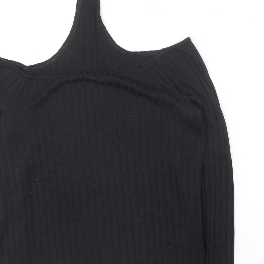 Divided Womens Black  Polyester Basic T-Shirt Size L Halter