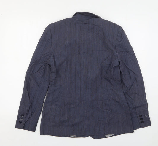 NEXT Womens Blue Striped Polyester Jacket Suit Jacket Size 10