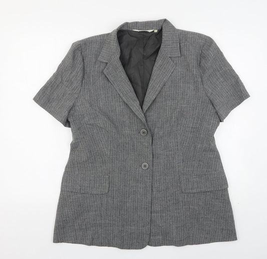 Prima Womens Grey Striped Polyester Jacket Suit Jacket Size 16