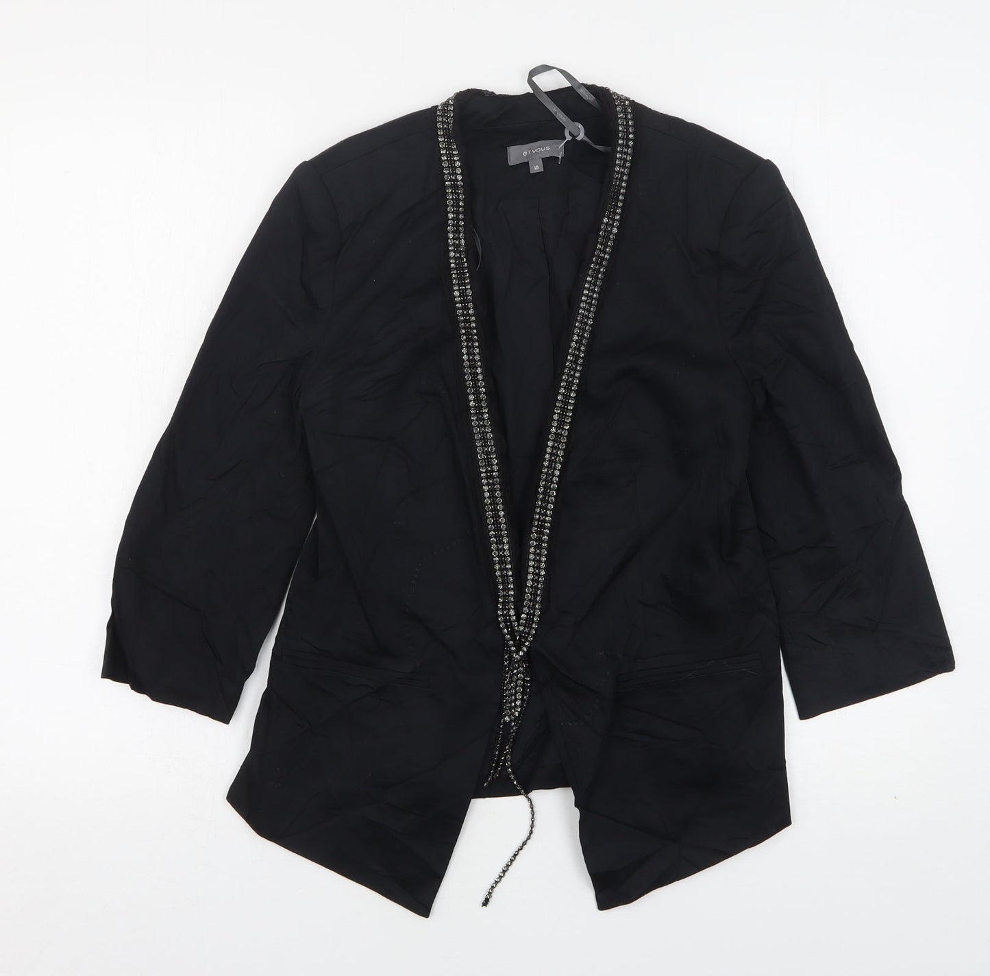 Et Vous Womens Black  Cotton Jacket Blazer Size 10