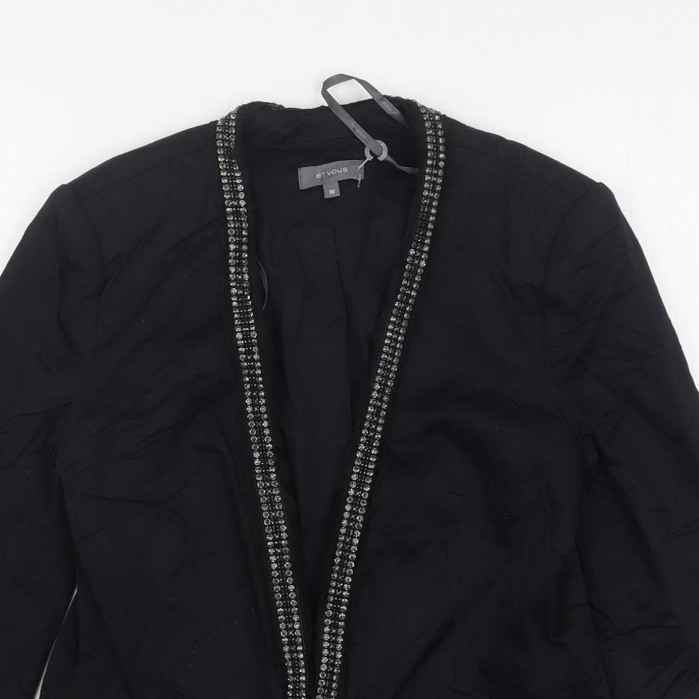 Et Vous Womens Black  Cotton Jacket Blazer Size 10
