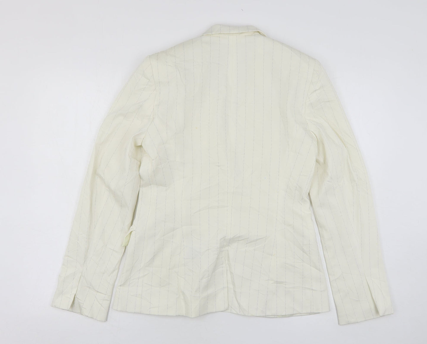 Bay Womens Beige Striped Polyester Jacket Suit Jacket Size 12