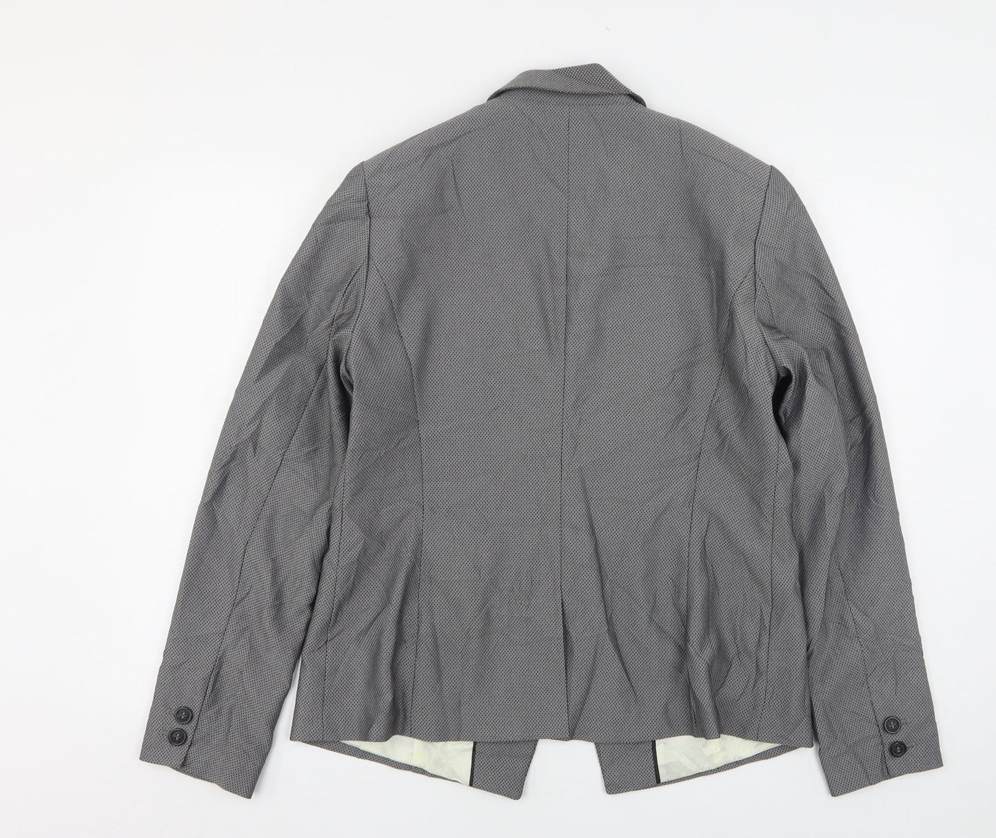 NEXT Womens Grey Geometric Polyester Jacket Suit Jacket Size 16