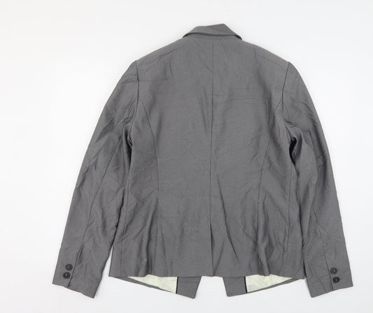 NEXT Womens Grey Geometric Polyester Jacket Suit Jacket Size 16
