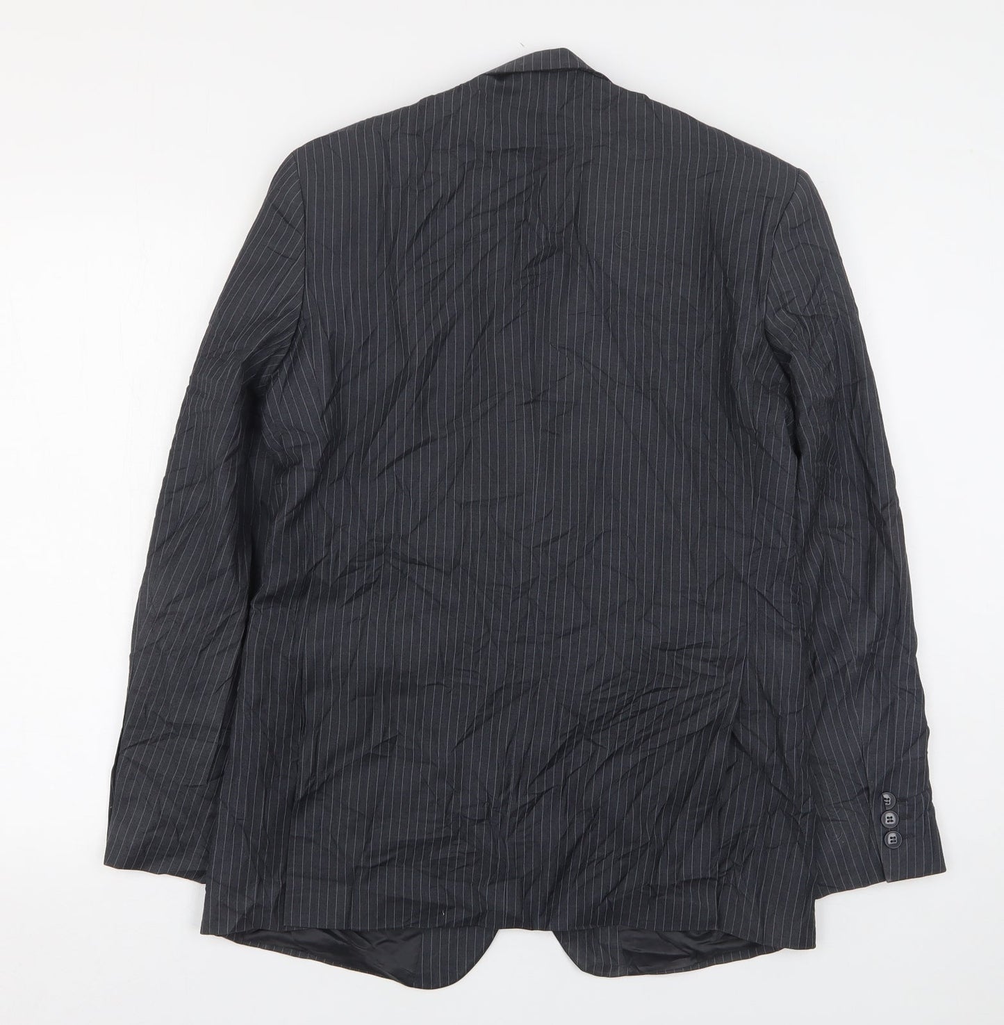 Karl Jackson  Mens Grey Striped Polyester Jacket Suit Jacket Size 38
