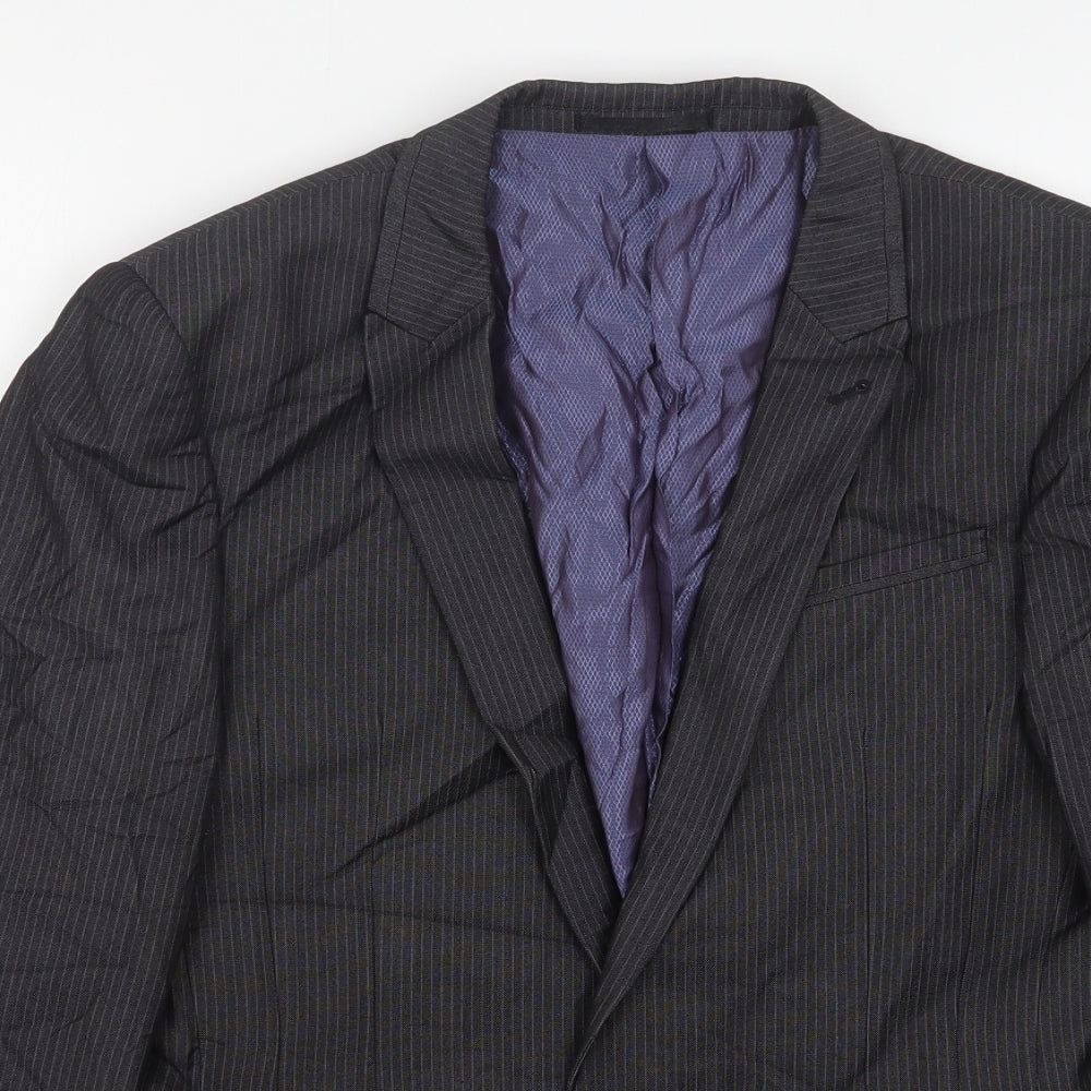 NEXT Mens Grey Striped Polyester Jacket Suit Jacket Size 36