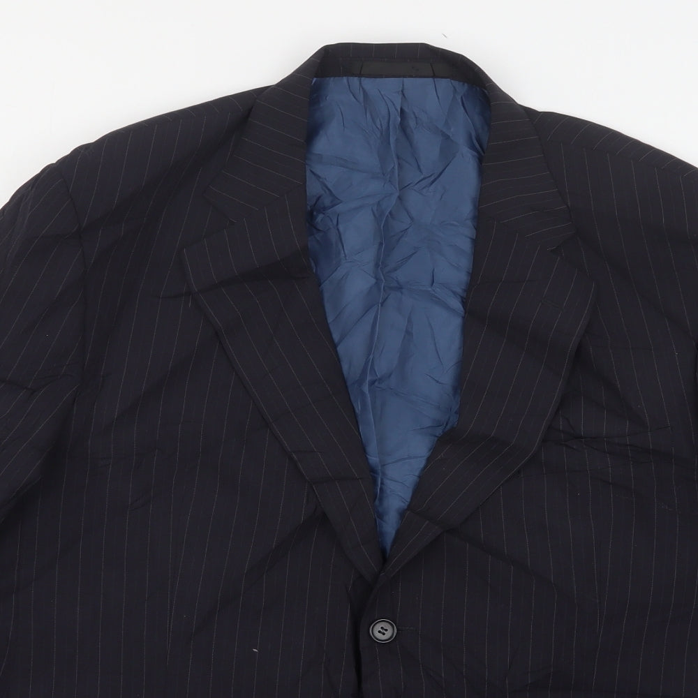 Marks and Spencer Mens Black Striped Wool Jacket Suit Jacket Size 44