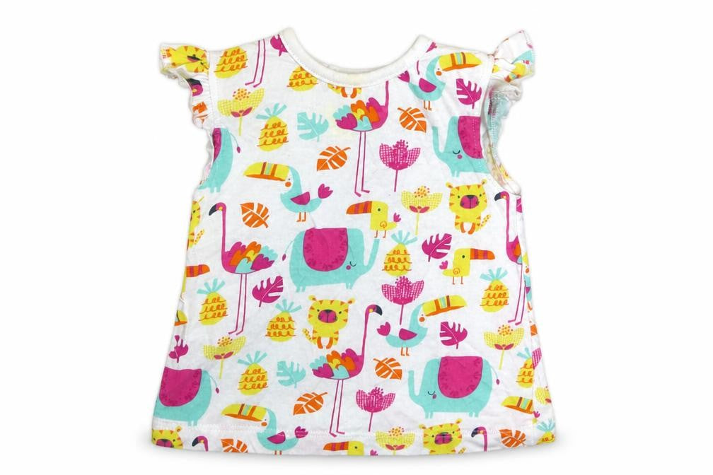 Dunnes Girls Multicoloured Geometric Cotton Basic Tank Size 3-6 Months Round Neck