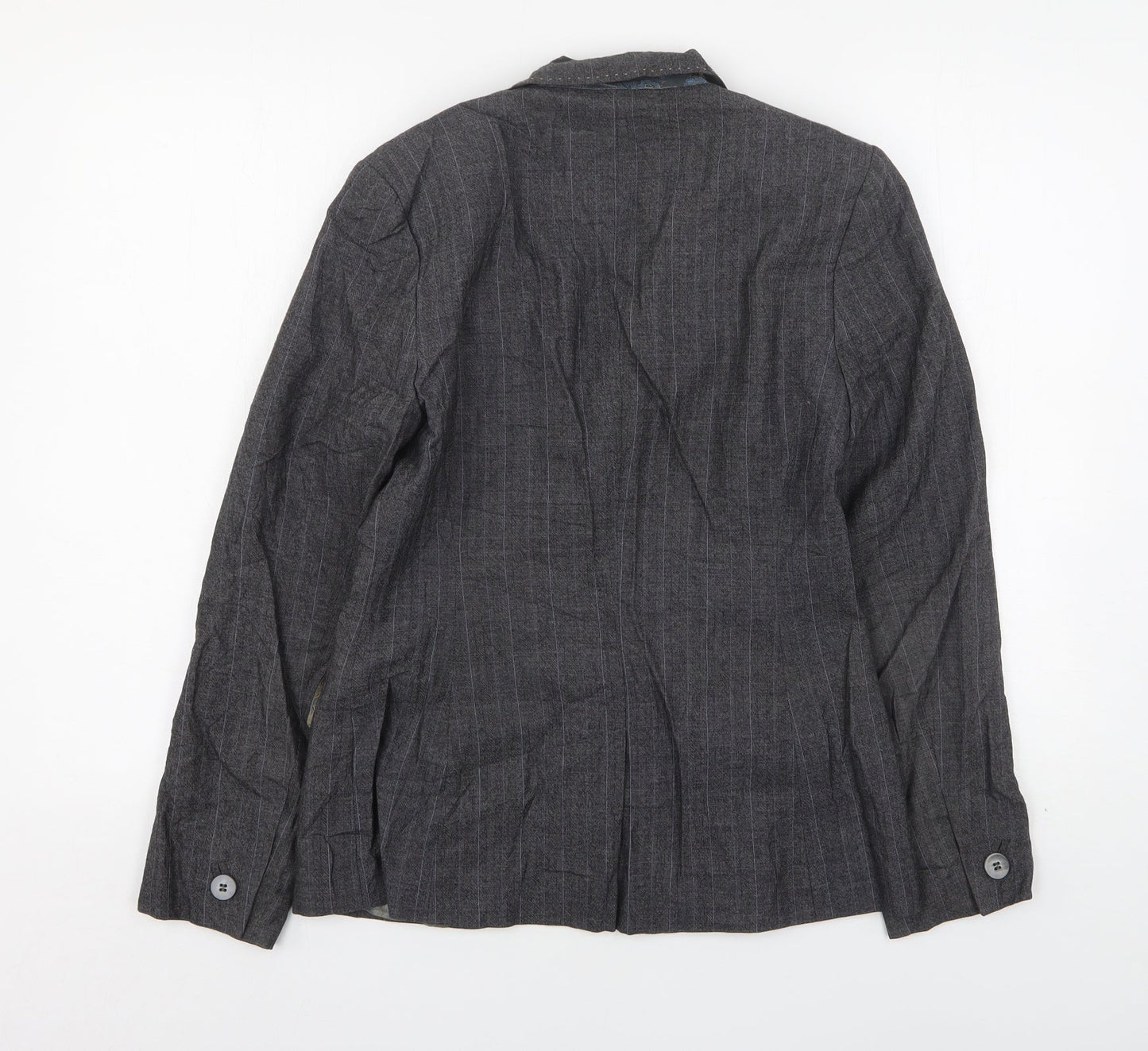 NEXT Womens Grey Striped Wool Jacket Suit Jacket Size 10