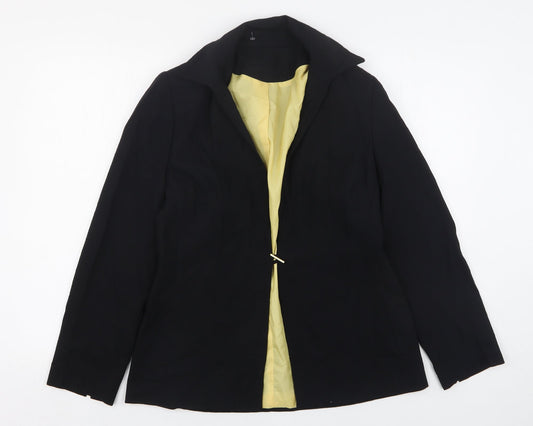 Preworn Womens Black  Polyester Jacket Suit Jacket Size 14