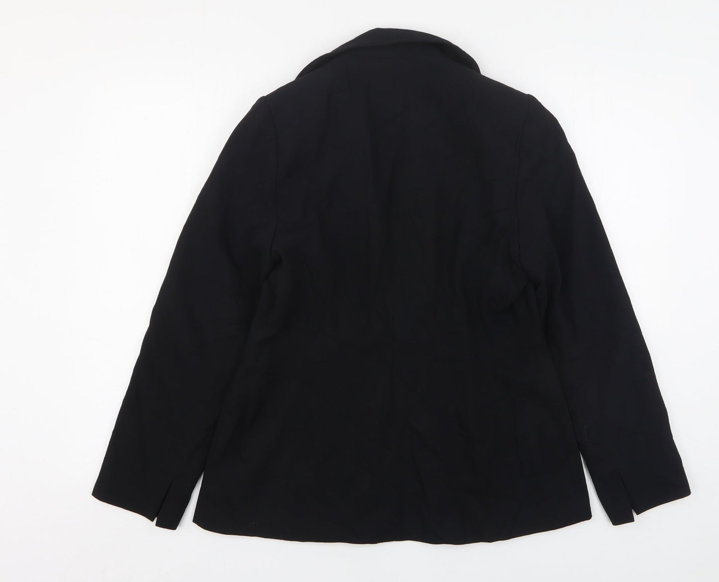 Preworn Womens Black  Polyester Jacket Suit Jacket Size 14