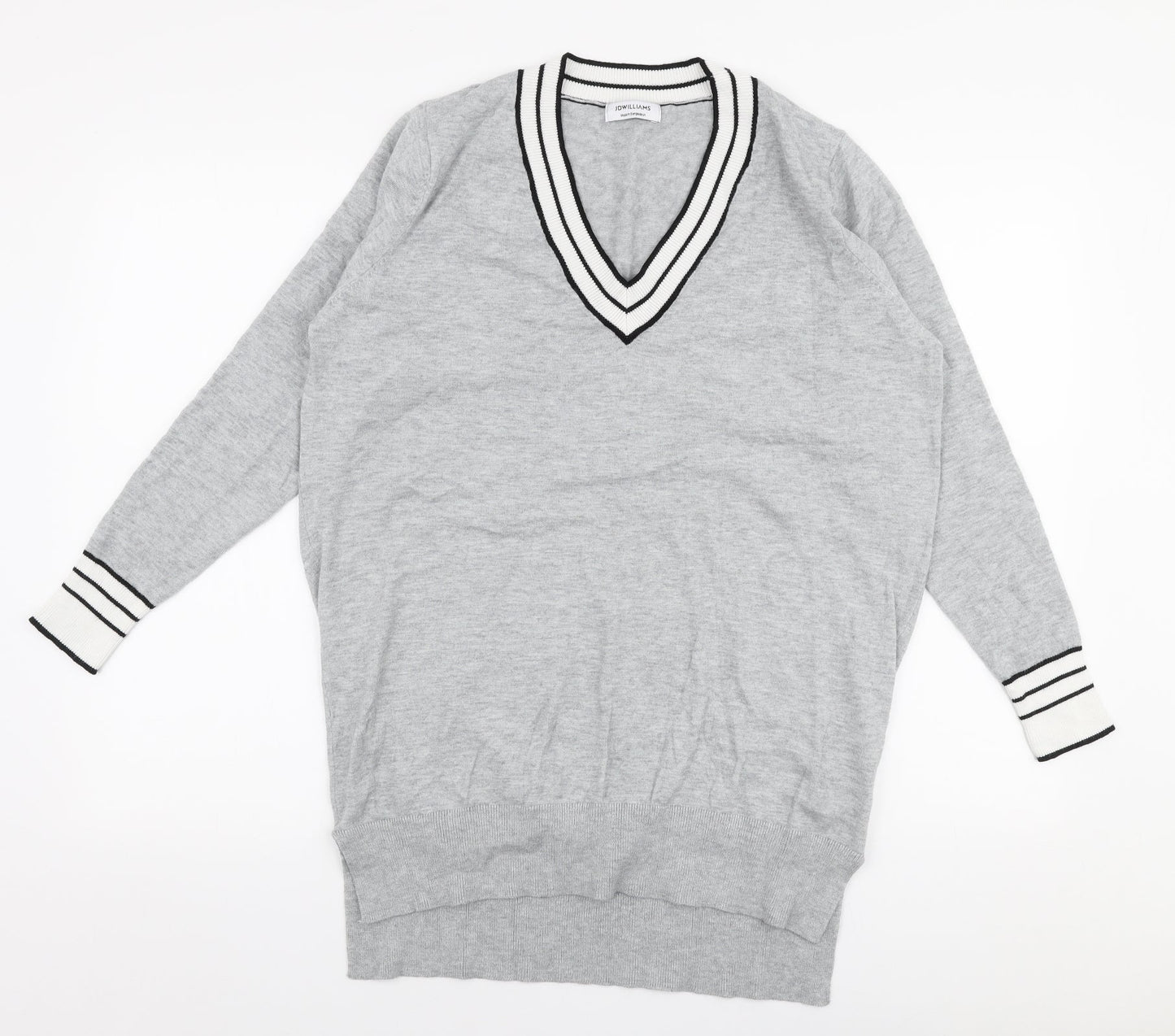 JD Williams Womens Grey V-Neck  Viscose Pullover Jumper Size 12