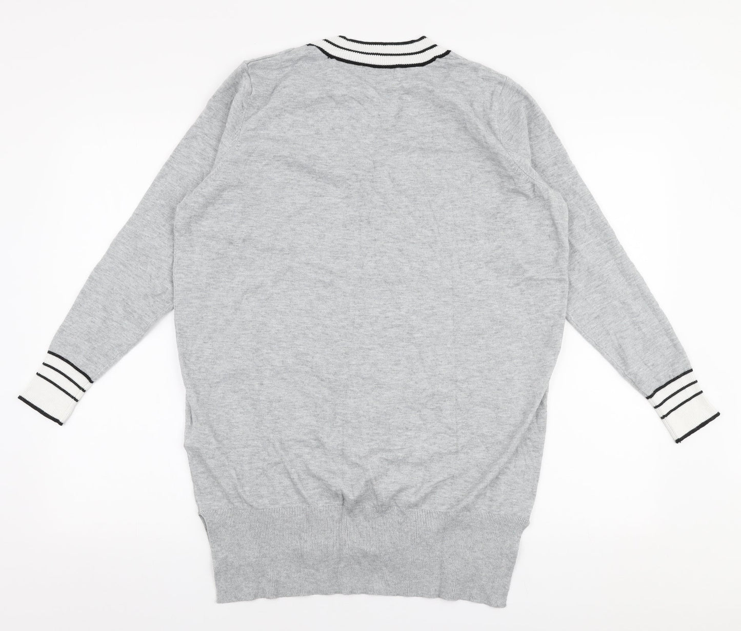 JD Williams Womens Grey V-Neck  Viscose Pullover Jumper Size 12