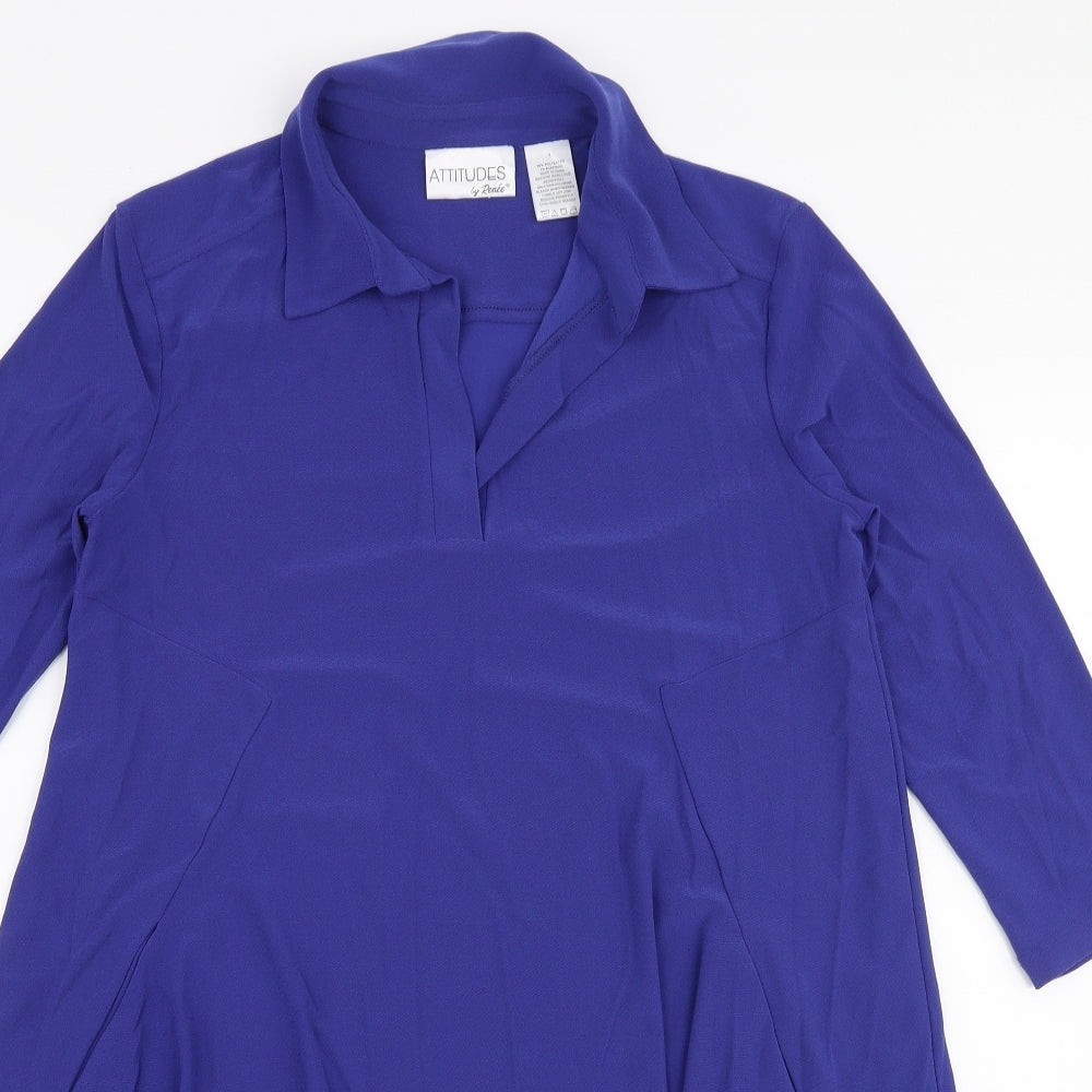 Renee Womens Purple  Polyester Shirt Dress  Size S  Collared Pullover