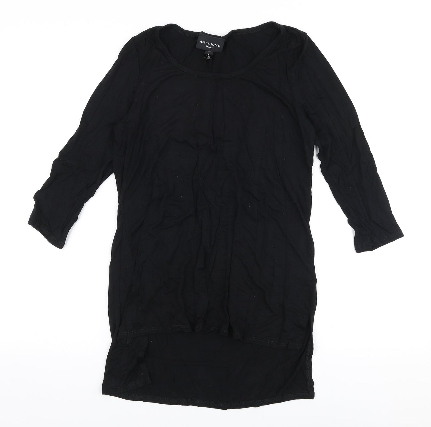 Anthony Studio Womens Black  Viscose Jersey Blouse Size S Round Neck