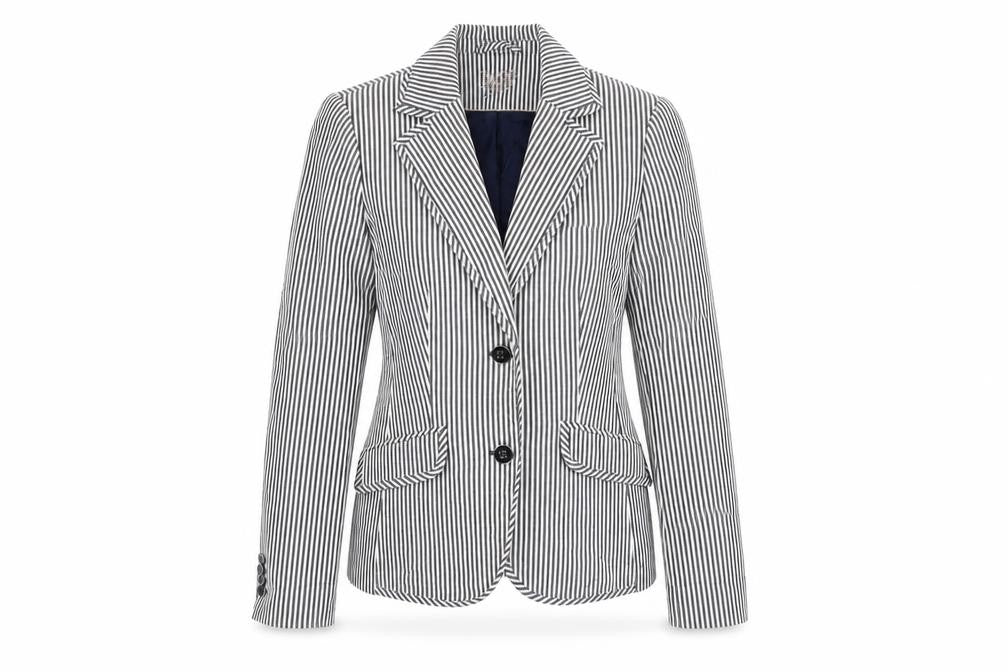 Mango Womens White Striped  Jacket Blazer Size 8  Button