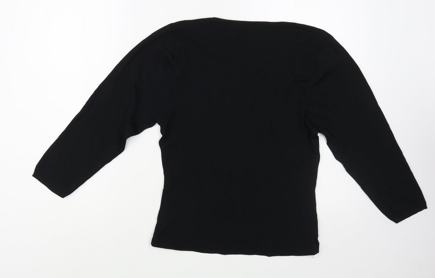 Whisper Womens Black V-Neck  Viscose Pullover Jumper Size M