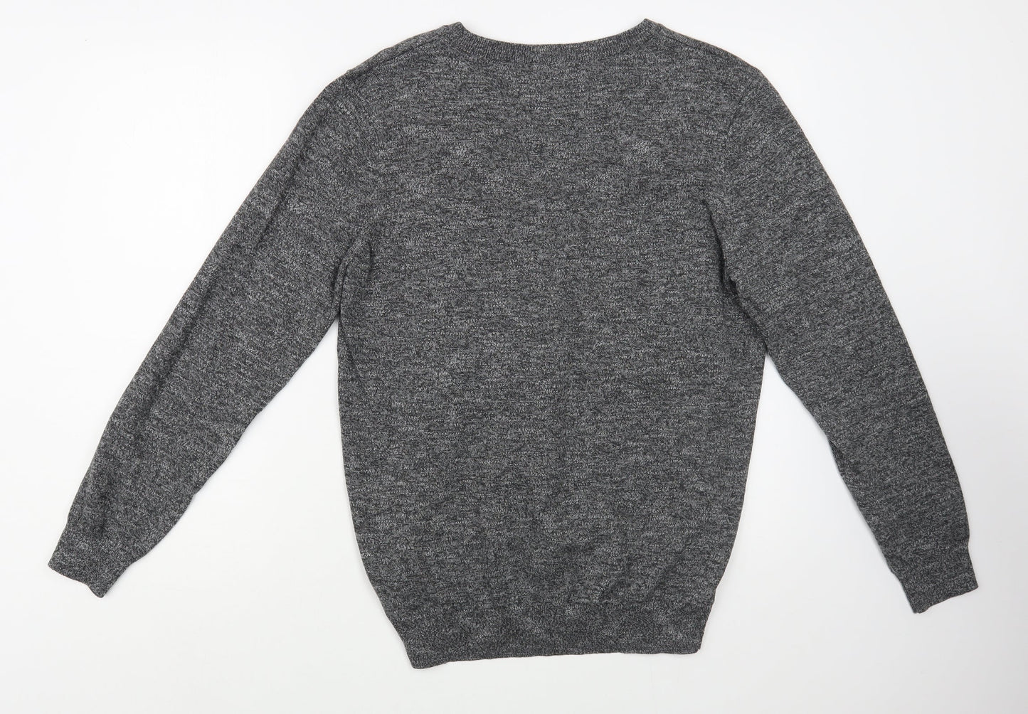 M&Co Mens Grey V-Neck  Cotton Pullover Jumper Size M