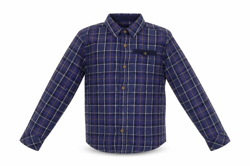 Dunnes Boys Blue Plaid Cotton Basic Button-Up Size 5 Years Collared Button