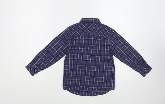 Dunnes Stores Boys Blue Plaid Cotton Basic Button-Up Size 5 Years Collared Button
