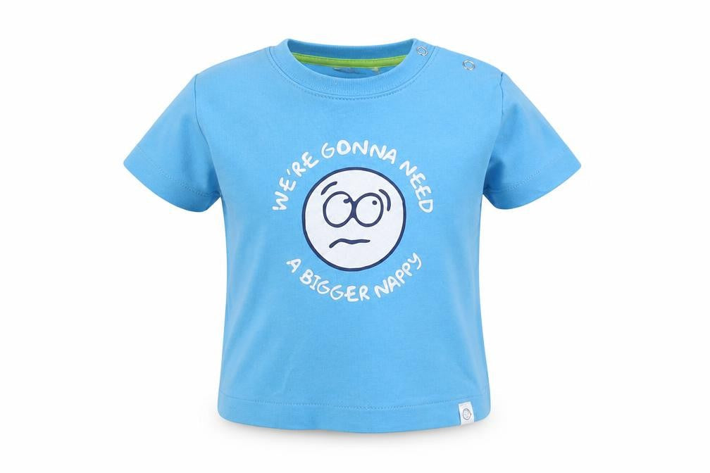 Hairy Baby Baby Blue  Cotton Basic T-Shirt Size 9-12 Months Crew Neck Snap