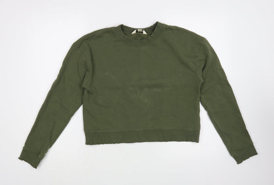 Miss Selfridge Womens Green  Cotton Pullover Sweatshirt Size 8  Pullover