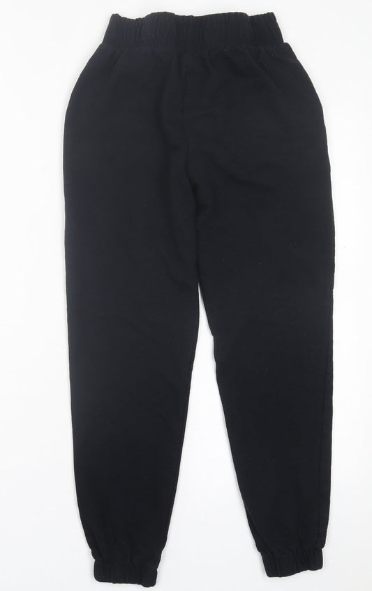 Dunnes Stores Womens Black  Cotton Jogger Trousers Size 26 in L25 in Regular Tie