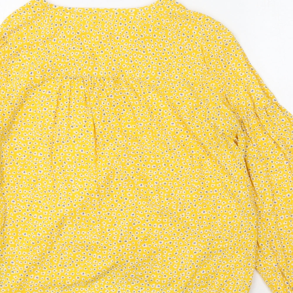 Gap  Womens Yellow Floral Modacrylic Basic Blouse Size XS V-Neck