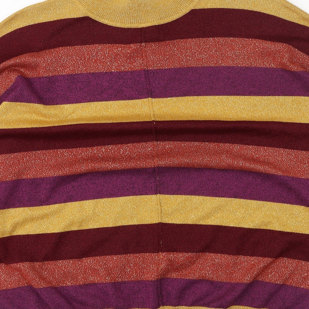 Marks and Spencer Womens Multicoloured High Neck Striped Viscose Pullover Jumper Size M