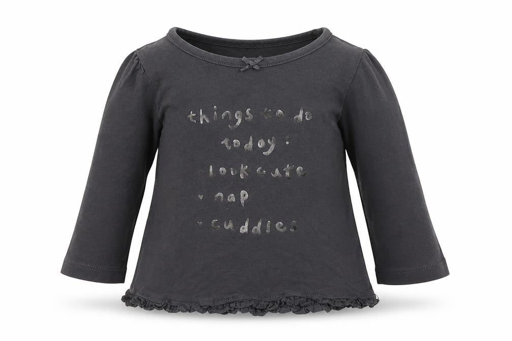 George  Boys Grey  Cotton Basic Casual Size 6-9 Months Round Neck