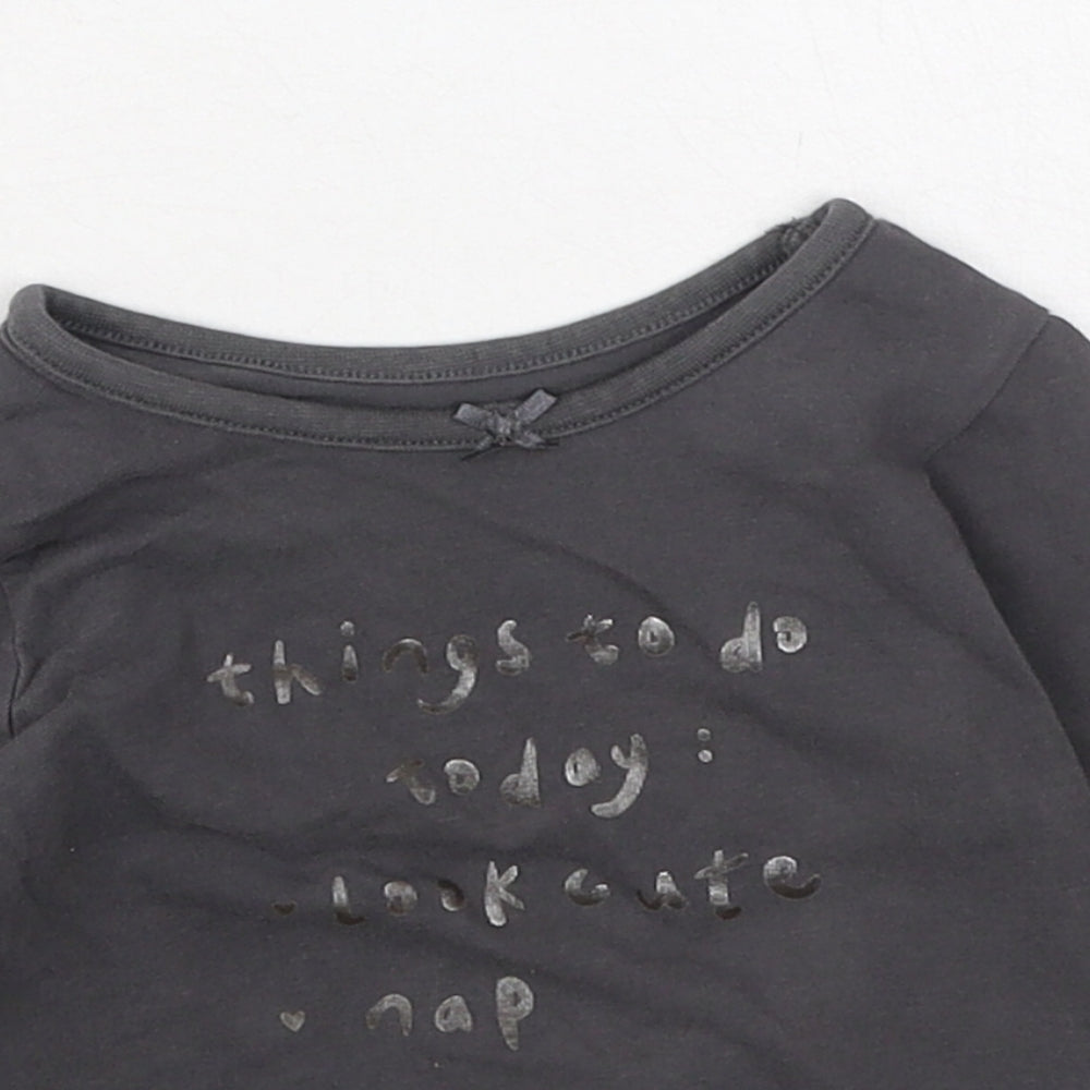 George  Boys Grey  Cotton Basic Casual Size 6-9 Months Round Neck