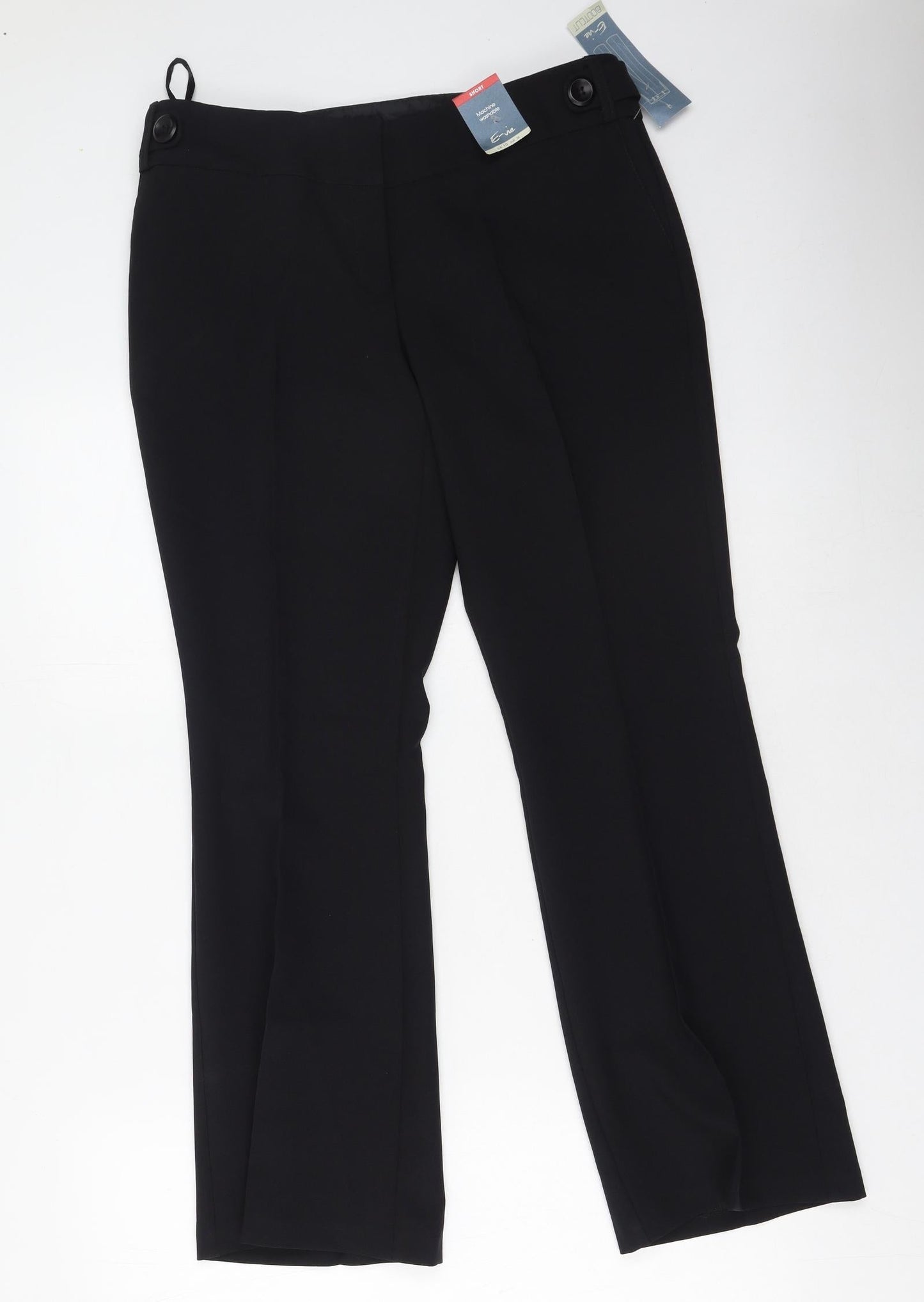 Evie  Womens Black  Polyester Trousers  Size 10 L23 in Regular