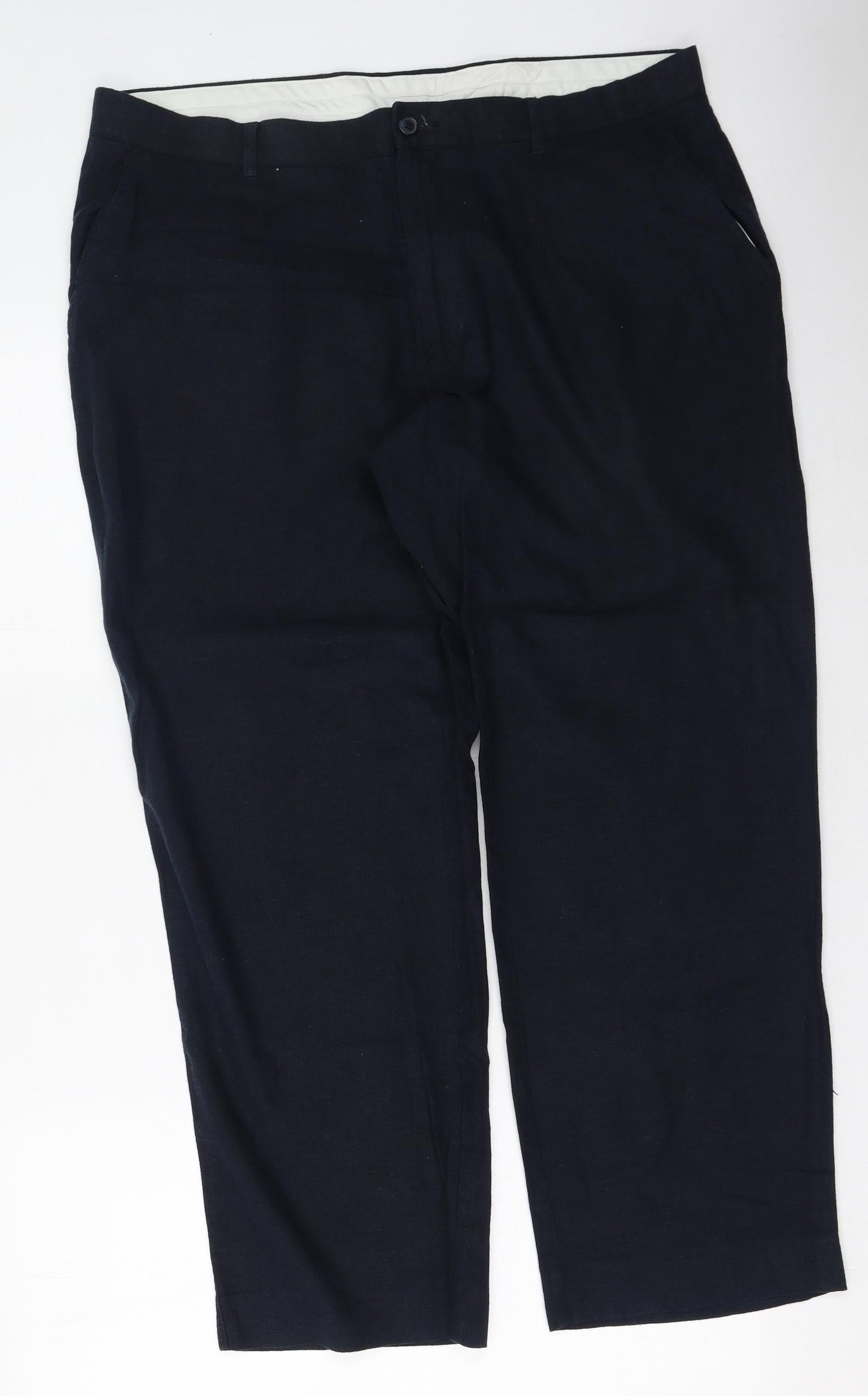 Marks and Spencer Womens Blue  Linen Trousers  Size 38 in L22 in Regular