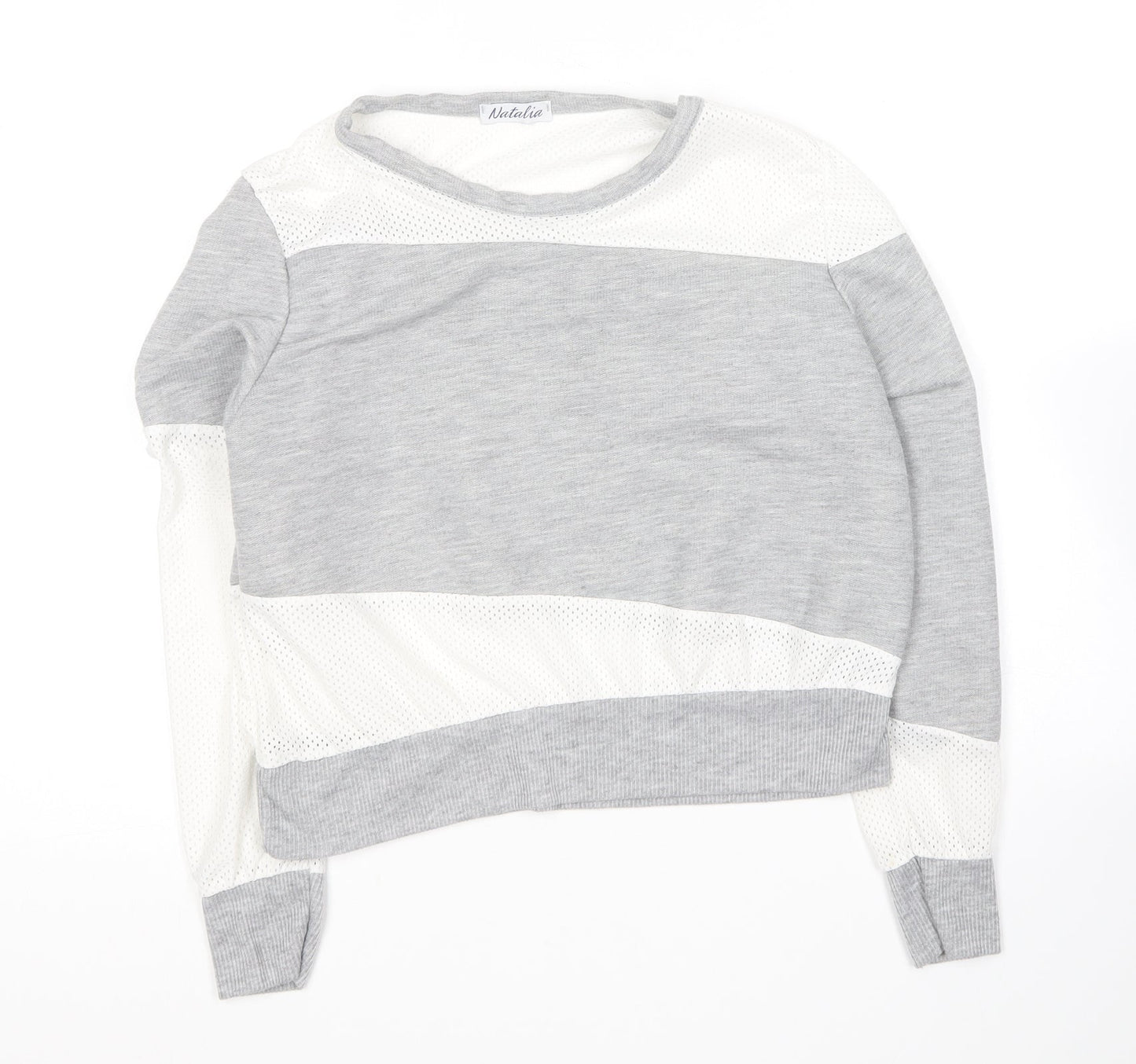 Natalia Womens Grey Round Neck  Polyester Pullover Jumper Size M
