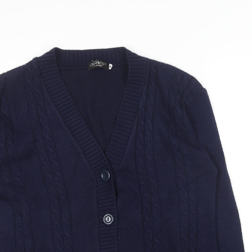 Choice Collection   Womens Blue V-Neck  Acrylic Cardigan Jumper Size M