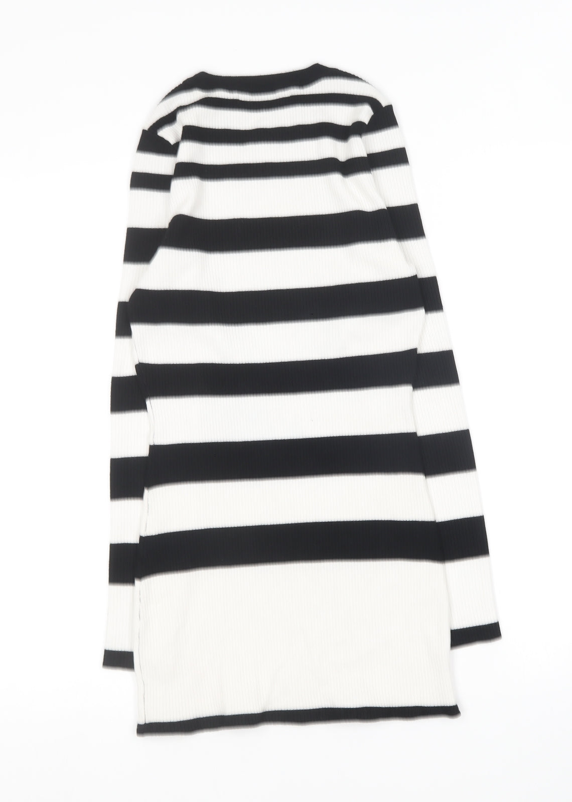 Lipsy Womens Black Round Neck Striped Cotton Pullover Jumper Size 8
